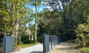 Abattage + déssouchage  à la mini-pelle de trois chênes. Création d'une allée en gravier + pose d'une clôture avec portail à La Chapelle Sur Erdre